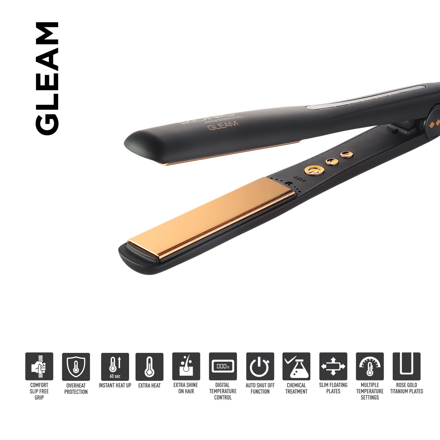 Ikonic Professional Straightener Gleam Rose Gold GRG - Niram