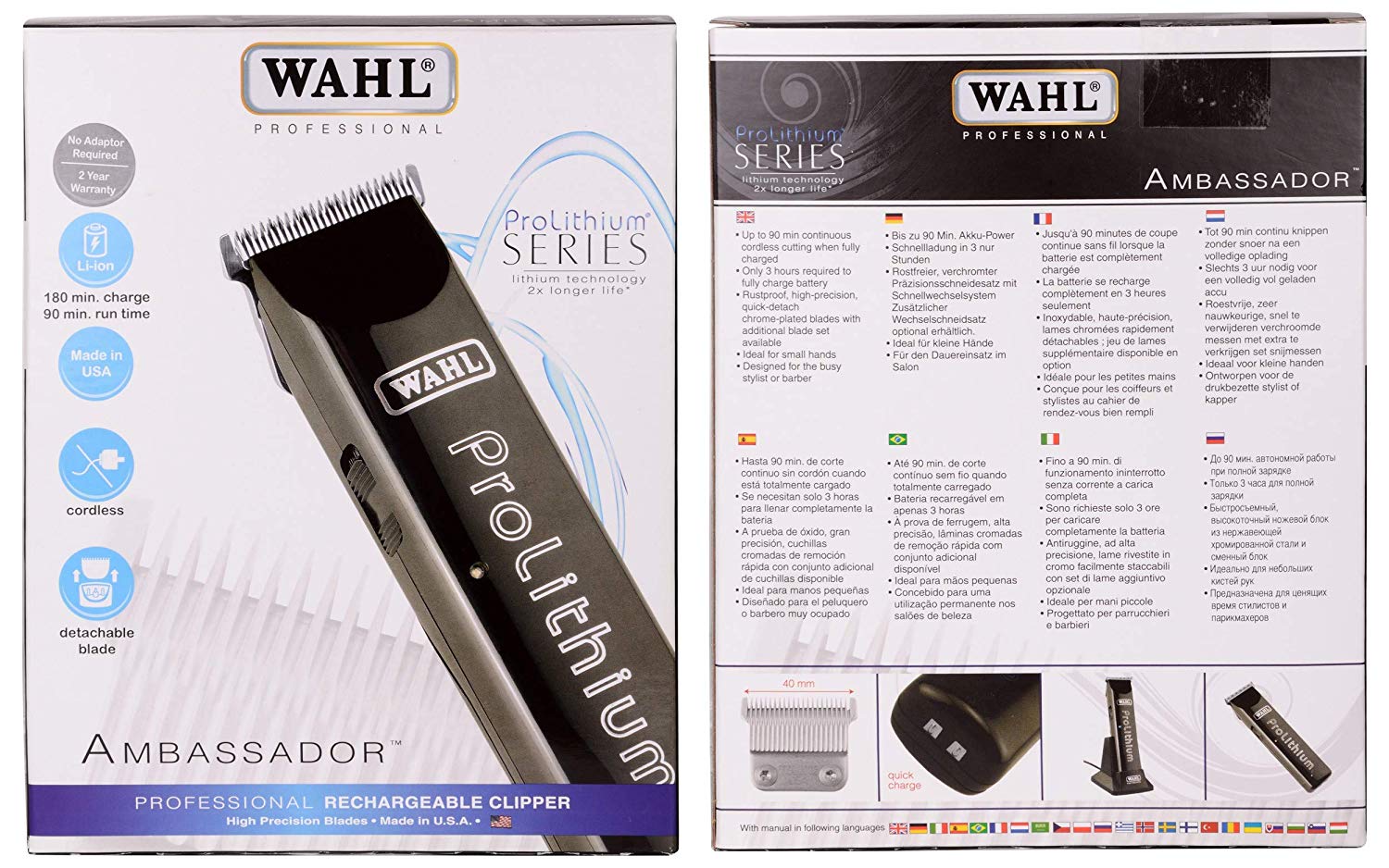 Wahl Professional Ambassador Prolithium Series Rechargeable Clipper (08726-224) - Niram Global Private Limited