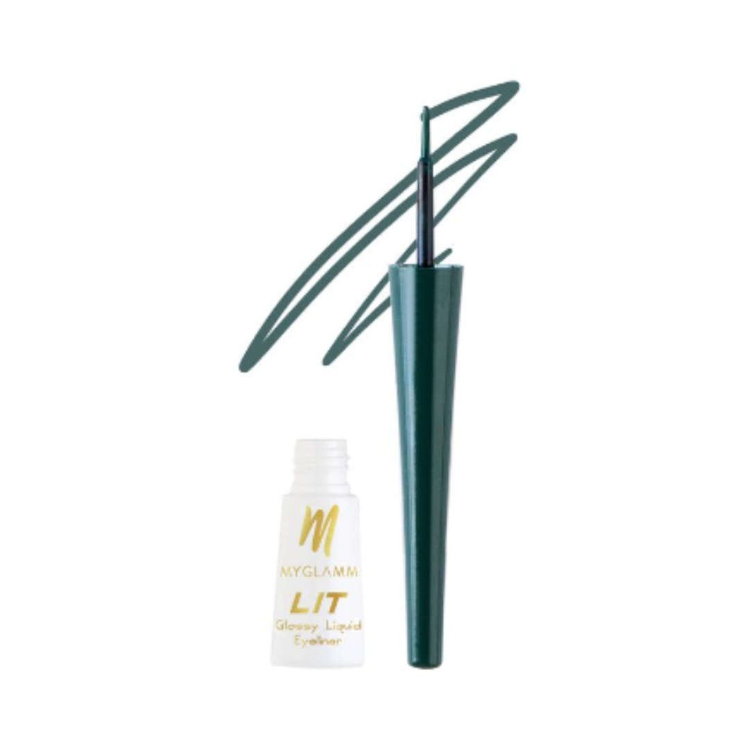 Myglamm lit glossy liquid eyeliner 04 green soiree