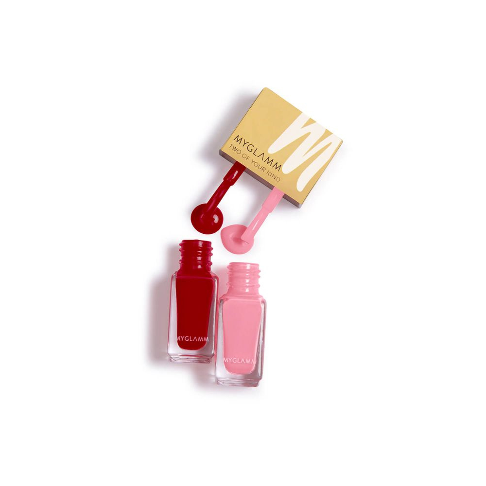 Myglamm two of your kind long lasting nail enamel duo toyk 04 sparking wine