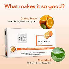 SARA SOUL OF BEAUTY ORANGE FACIAL KIT 4 STEP FRUIT FACIAL ALL IN 1 CLEANSER +SCRUB+CREAM+MASK