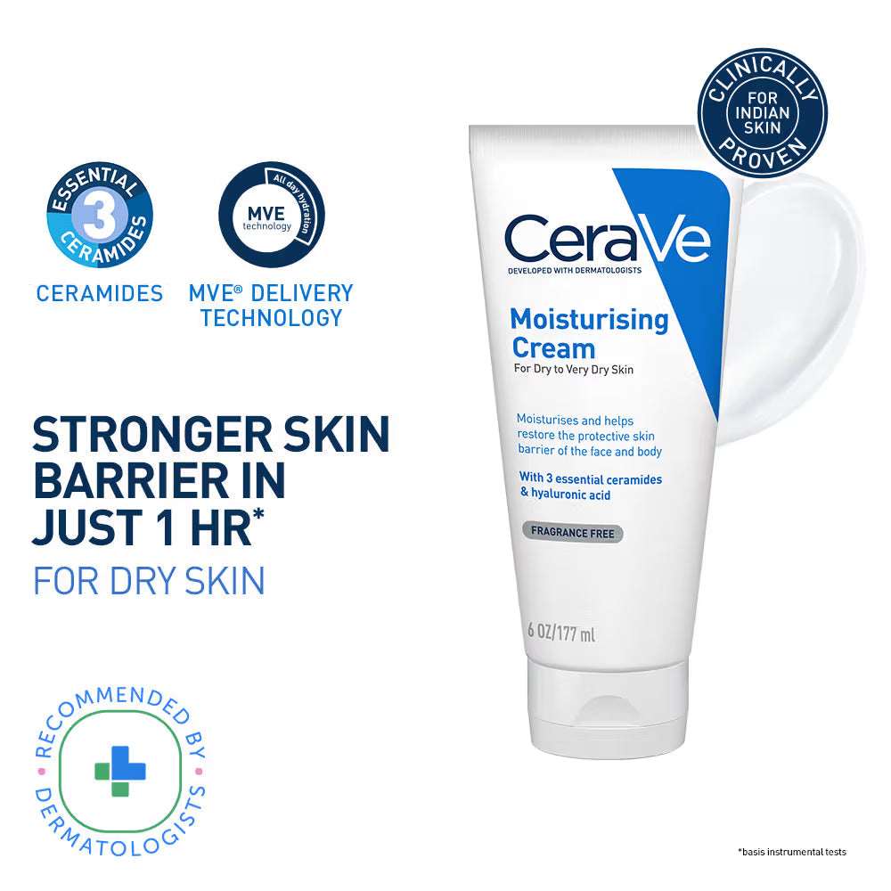 CeraVe Moisturizer Cream For Dry Skin With Ceramides, Niacinamide & Hyaluronic Acid For Barrier Repair – 177ml CeraVe
