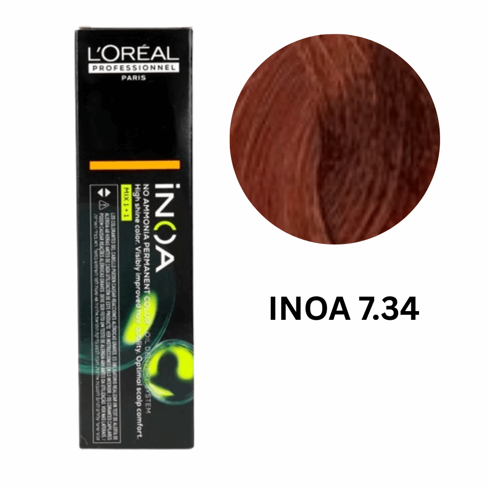L'Oréal Professionnel INOA 7.34 Golden Copper Blonde Hair Color 60ml Loreal Professional