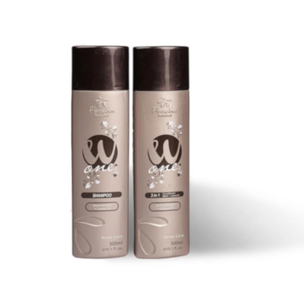 Two bottles of W-One shampoo on a white background