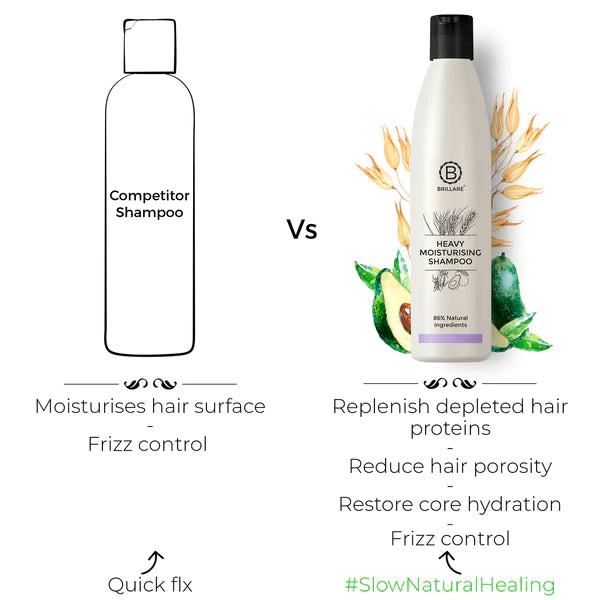 Brillare professional heavy moisturising shampoo 300ml - 85 % natural ingredients for dry and frizzy hair