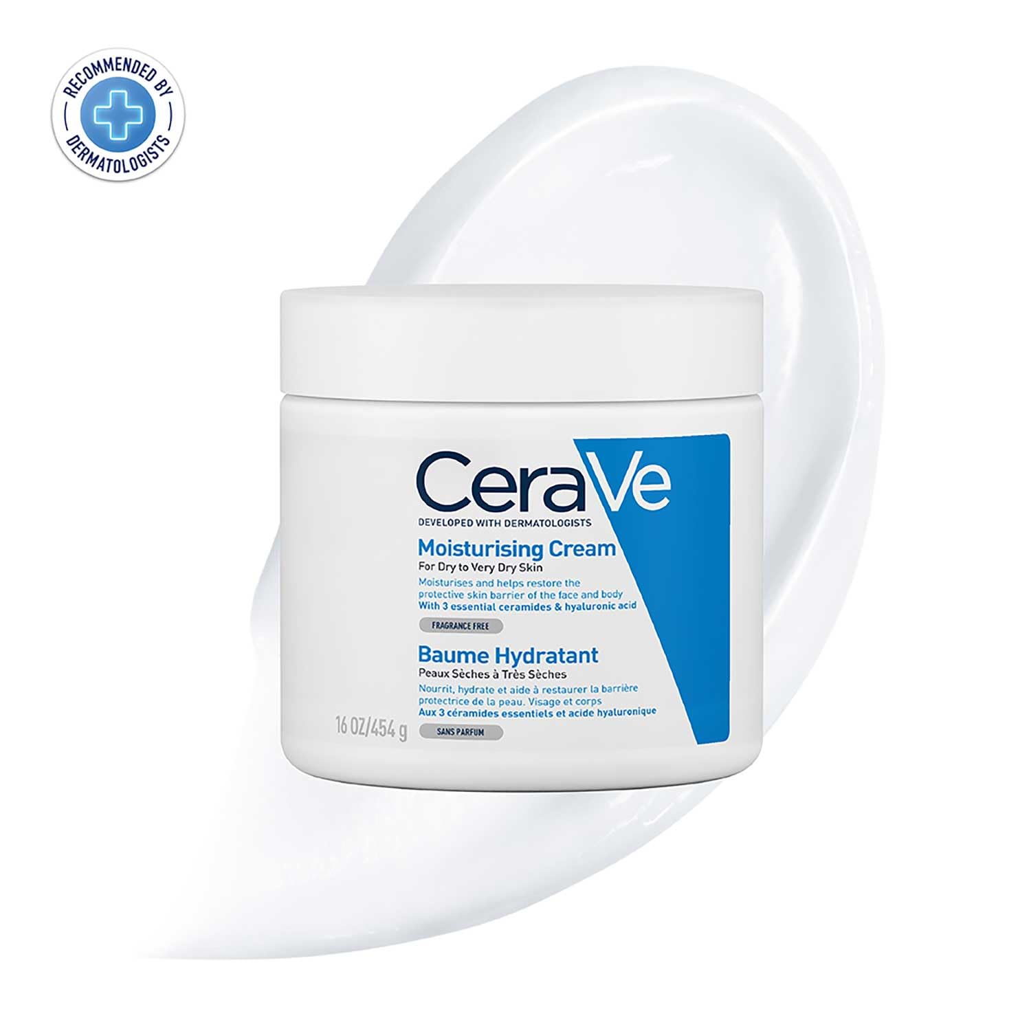CeraVe Moisturizing Cream for Dry Skin – Barrier Repair with Ceramides, Dermatologist Recommended (454g) CeraVe