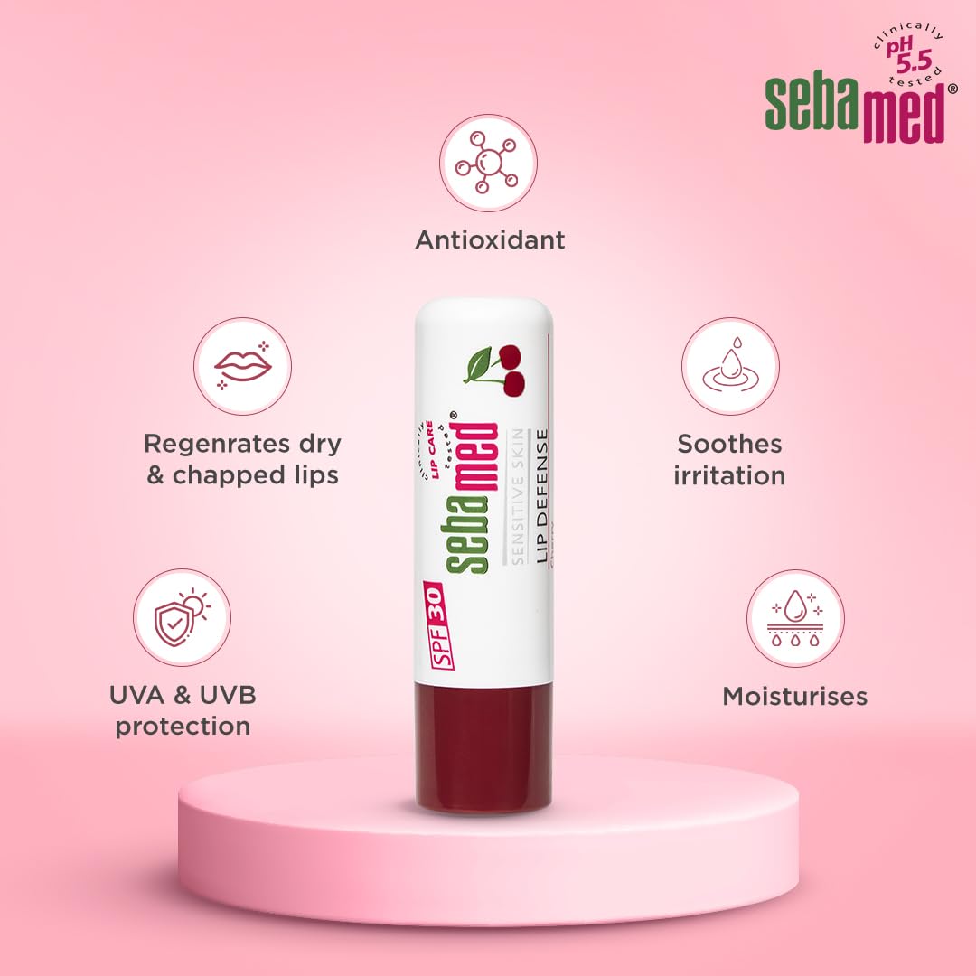 Sebamed Lip Defense Cherry 4.8g | SPF 30 Lip Balm for Dry Lips