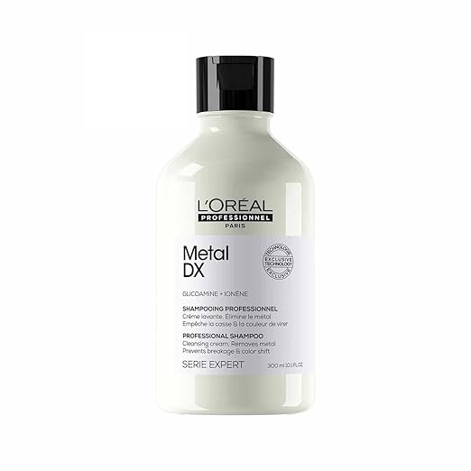 L'Oreal Professionnel Metal DX shampoo bottle on a white background