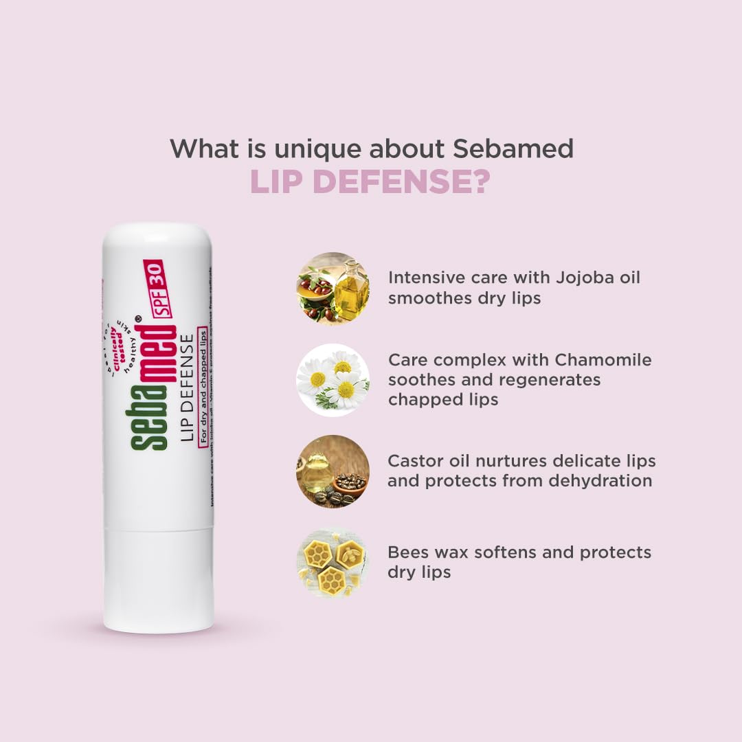 Sebamed Lip Defense White 4.8 g | SPF 30 Lip Balm for Dry Lips Sebamed