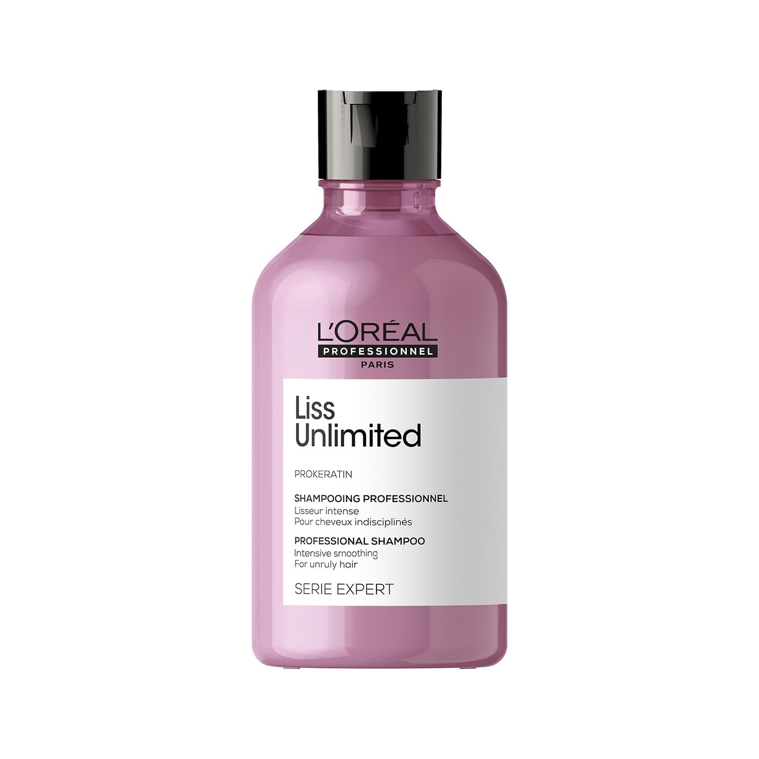 L'Oreal Liss Unlimited shampoo bottle on a white background