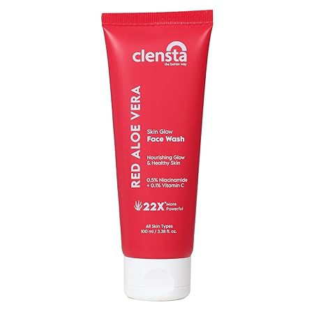 Clensta Red Aloe Vera Face Wash With Vitamin C & Niacinamide For Nourishing, Hydrating & Glowing Skin | Face Wash For All Skin Types For Women & Men 100 Ml 