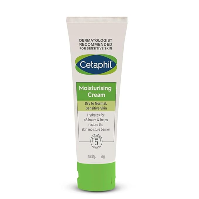 Cetaphil Moisturising Cream for Face & Body, 80g | 48Hr Hydration with Niacinamide, Panthenol & Glycerin | For Dry to Normal Skin | Paraben-Free, Hypoallergenic, Non-Greasy cetaphil