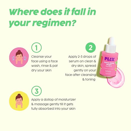 PLIX – The Plant Fix 3% Glycolic Acid Guava Serum | Gentle Exfoliation, Glowing & Even-Toned Skin | Minimizes Dark Spots | For All Skin Types | 30ml plix