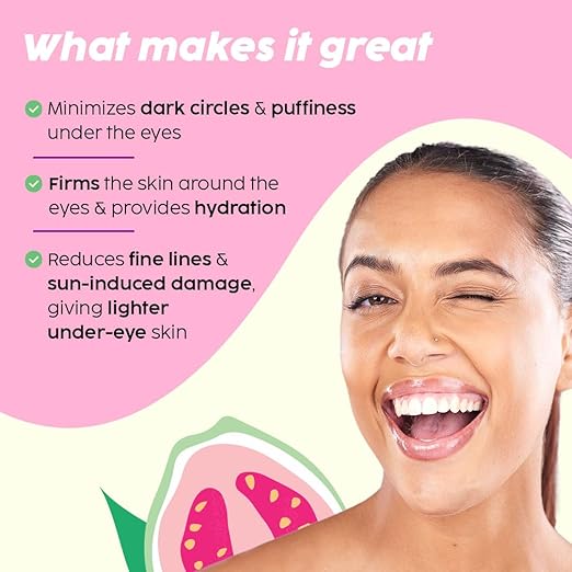 PLIX – The Plant Fix Guava Fresh Under-Eye Gel | Reduces Dark Circles, Puffiness & Fine Lines | With 3% Niacinamide, Vitamin E & Caffeine | 100% Vegan | 15g PLIX