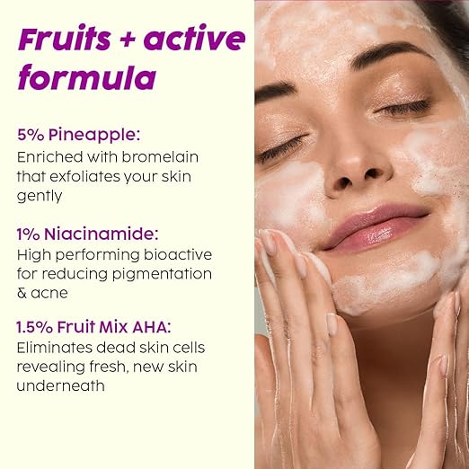 PLIX – The Plant Fix 5% Pineapple Foaming Facewash | Brightening Cleanser for Even-Toned, Radiant Skin | Reduces Pigmentation | Sulphate, Paraben & Silicone Free | 100ml PLIX