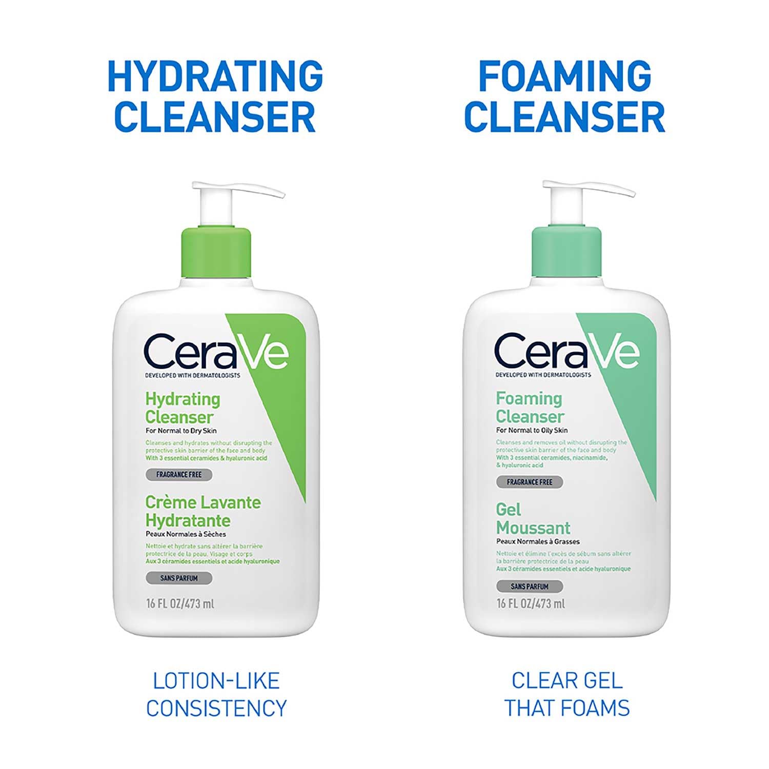 CeraVe Hydrating Cleanser For Normal To Dry Skin (473ml) - Non-Foaming Face Wash with Hyaluronic Acid And Ceramides | Non-Comedogenic, Non-Irritating And Fragrance-Free Cleanser CeraVe