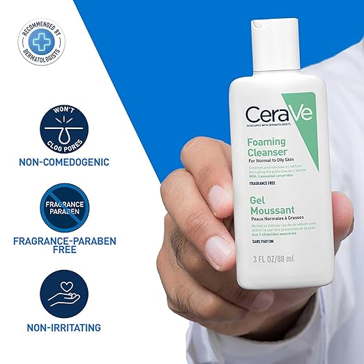CeraVe Foaming Cleanser Face Wash For Oily Skin with Ceramides, Dermatologist Recommended – 88ml CeraVe