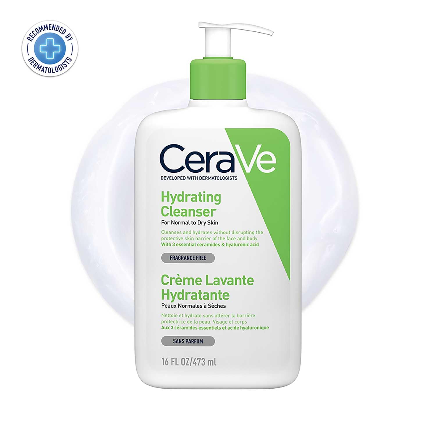 CeraVe Hydrating Cleanser For Normal To Dry Skin (473ml) - Non-Foaming Face Wash with Hyaluronic Acid And Ceramides | Non-Comedogenic, Non-Irritating And Fragrance-Free Cleanser CeraVe