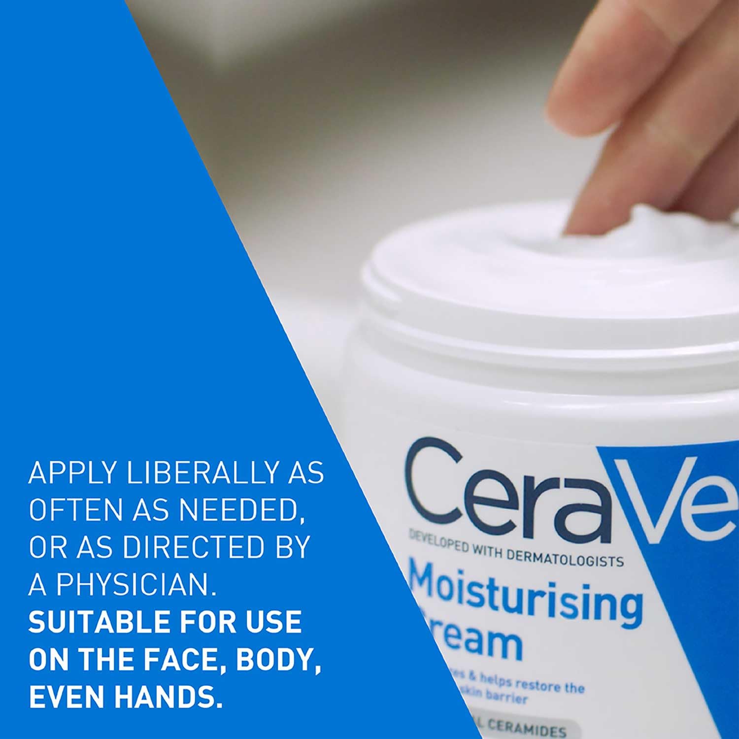 CeraVe Moisturizing Cream for Dry Skin – Barrier Repair with Ceramides, Dermatologist Recommended (454g) CeraVe