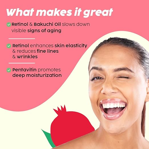 PLIX – The Plant Fix Pomegranate Retinol Face Serum | 0.6% Retinol + 0.2% Bakuchi Oil | Anti-Aging, Reduces Fine Lines & Wrinkles | Vegan | 30ml PLIX