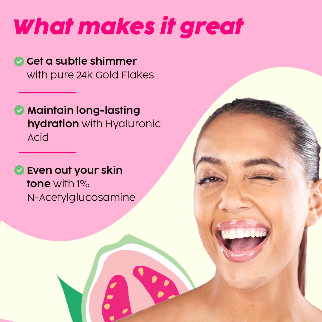 PLIX – The Plant Fix 24K Guava Gold Serum | With Vitamin C & Hyaluronic Acid | Brightening & Anti-Photoageing | 2-in-1 Face Serum + Primer | 30ml PLIX