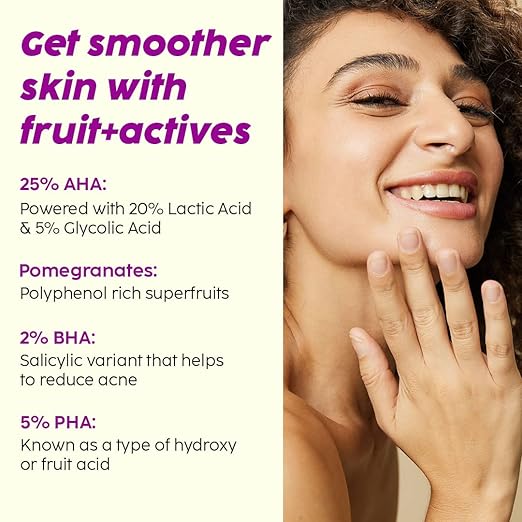 PLIX – The Plant Fix Pomegranate Peeling Potion | 25% AHA + 2% BHA + 5% PHA | At-Home Facial, Gentle Exfoliation & Glow Boost | Unisex | 30ml PLIX