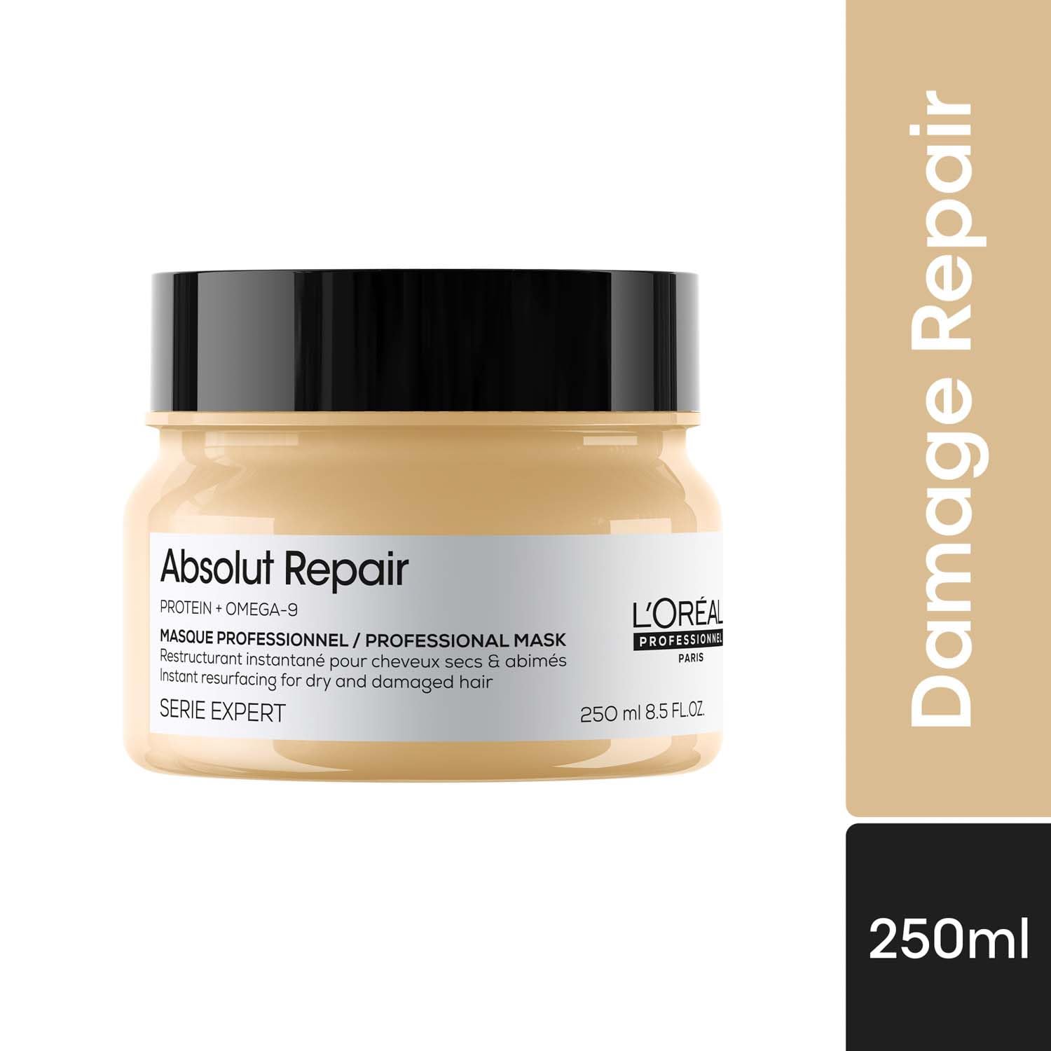 L'Oréal Professionnel Absolut Repair Mask 250 ml | With Protein & Omega-9 | Repairs & Strengthens Dry, Damaged Hair | Professional Mask for Men & Women Loreal Professional