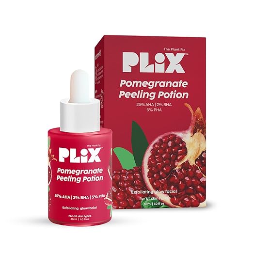 PLIX – The Plant Fix Pomegranate Peeling Potion | 25% AHA + 2% BHA + 5% PHA | At-Home Facial, Gentle Exfoliation & Glow Boost | Unisex | 30ml PLIX