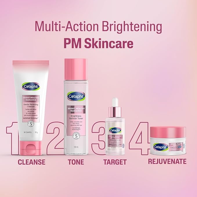 Cetaphil Bright Healthy Radiance Gentle Renewing Cleanser|100G|Gentlebright Technology With Vitamin E-Releasing Jojoba Beads|For All Skin Types|Fragrance Free,1 Count cetaphil