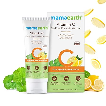 Mama earth Vitamin C Oil-Free Moisturizer For Face with Vitamin C and Gotu Kola for Skin Illumination - 80 ml
