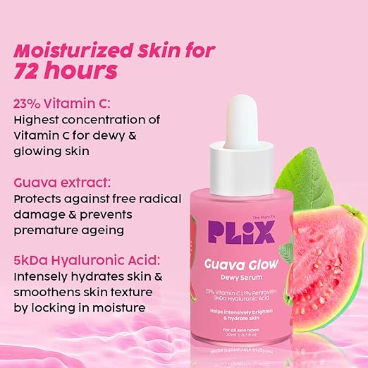 PLIX – The Plant Fix 23% Vitamin C Guava Face Serum | Brightening, Clear & Even-Tone Formula | With Hyaluronic Acid & Pentavitin | For All Skin Types | 20ml PLIX