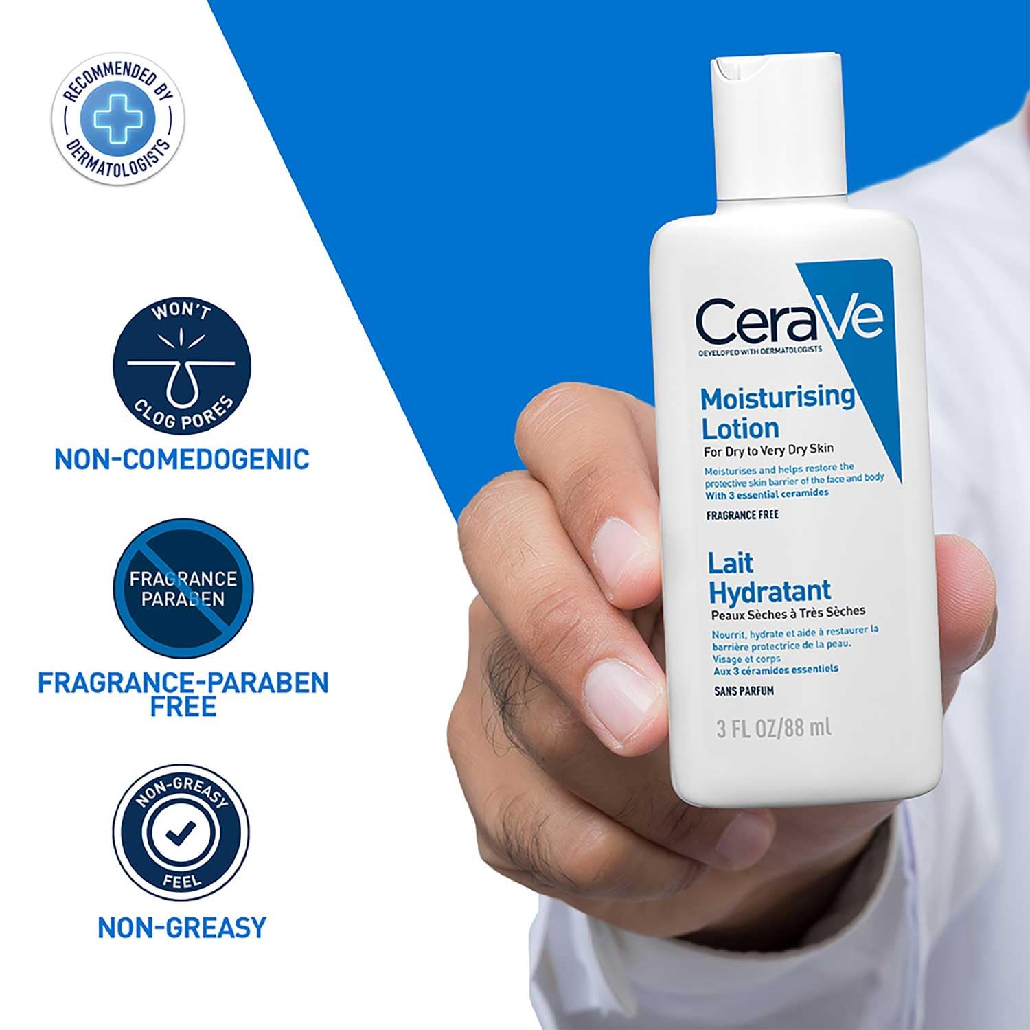 CeraVe Moisturizing Lotion For Dry To Very Dry Skin With Ceramides & Hyaluronic Acid – 88ml CeraVe