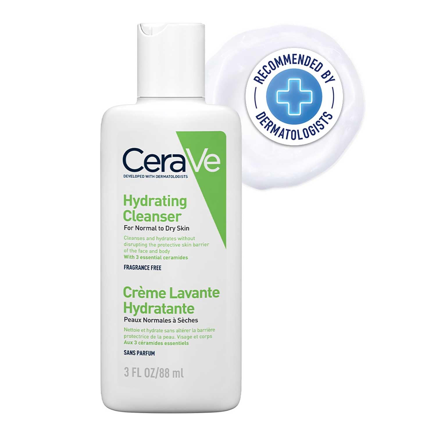 CeraVe Hydrating Cleanser Non-Foaming Face Wash for Dry Skin with Ceramides & Hyaluronic Acid – 88ml CeraVe