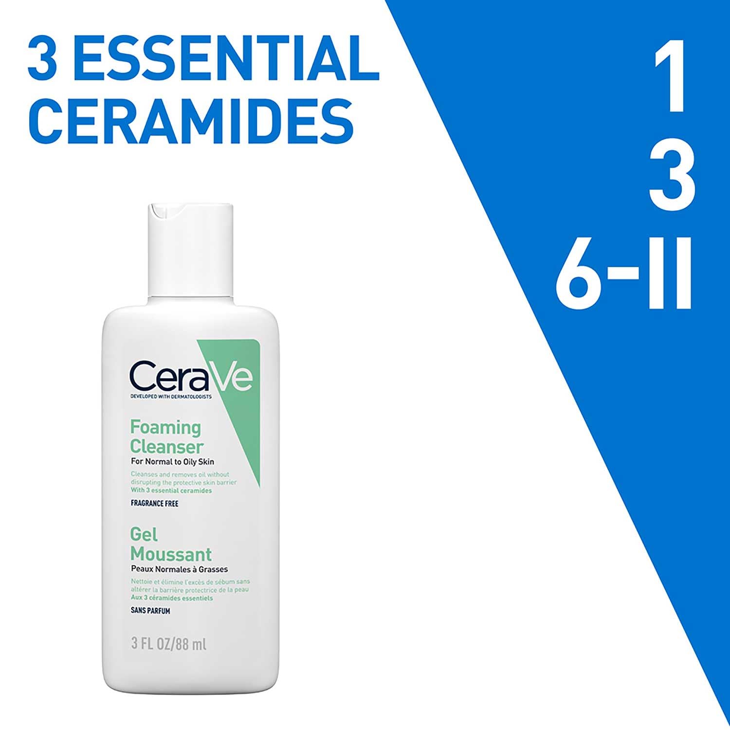 CeraVe Foaming Cleanser Face Wash For Oily Skin with Ceramides, Dermatologist Recommended – 88ml CeraVe