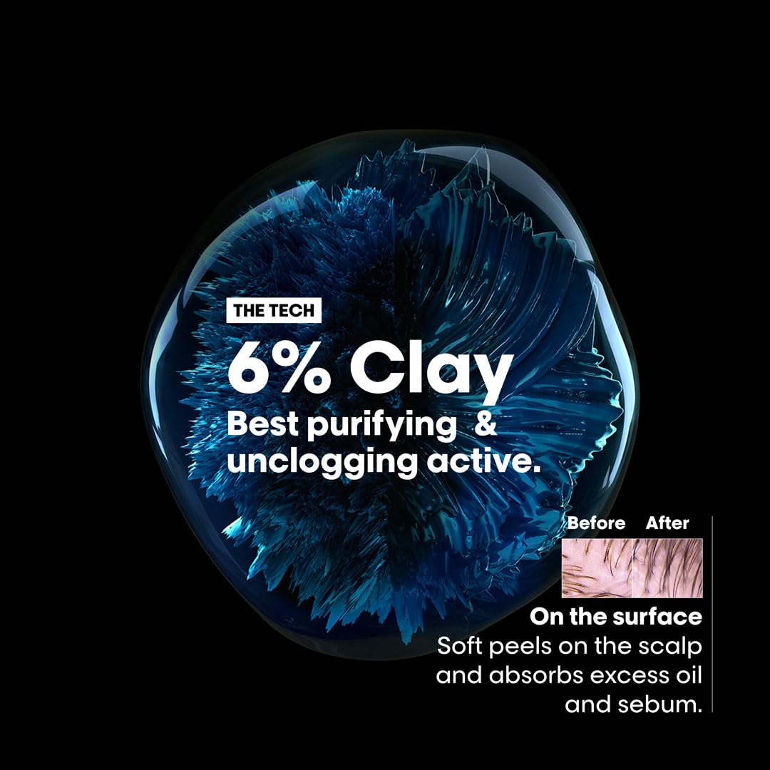 L’Oréal Professionnel Scalp Advanced Anti-Oiliness 2-in-1 Deep Purifier Clay 250 g | With 3% AHA + 6% Clay | Purifies Very Oily Scalps | For Men & Women Loreal Professional