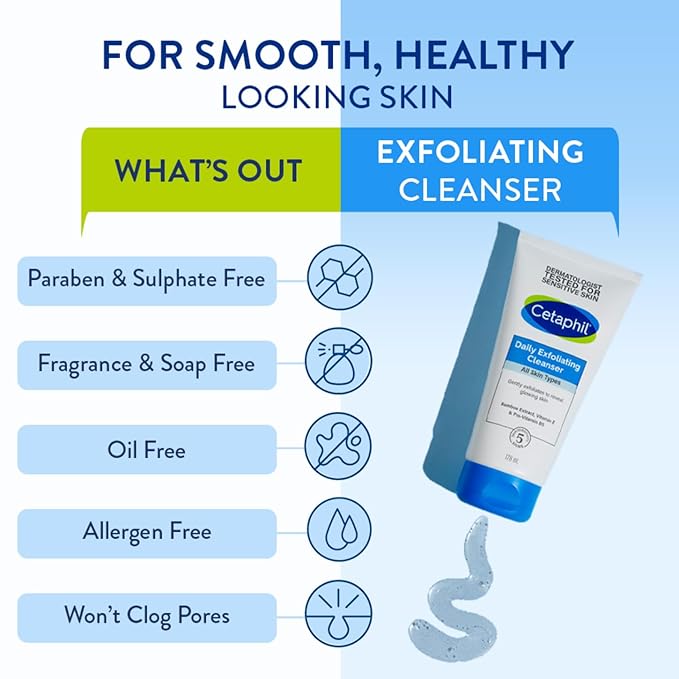 Face Wash by Cetaphil ,Daily Exfoliating Cleanser for All Skin Types (178 ml) cetaphil