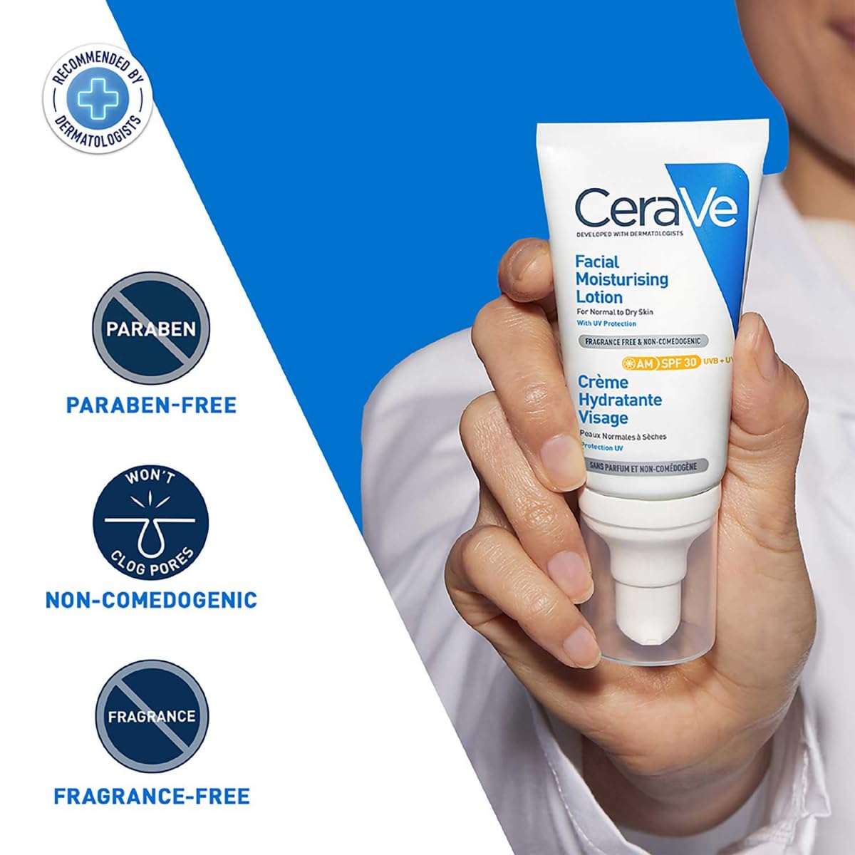 CeraVe AM Facial Moisturizing Lotion With Sunscreen SPF 30 UVB + UVA, Dermatologist Recommended Day Cream (50gm) CeraVe