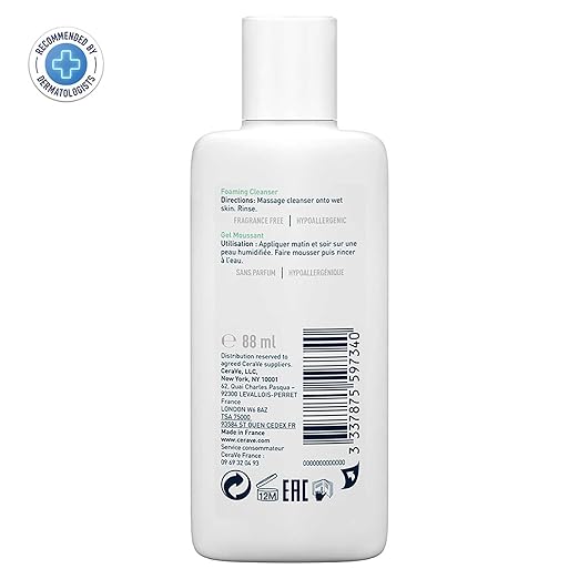 CeraVe Foaming Cleanser Face Wash For Oily Skin with Ceramides, Dermatologist Recommended – 88ml CeraVe