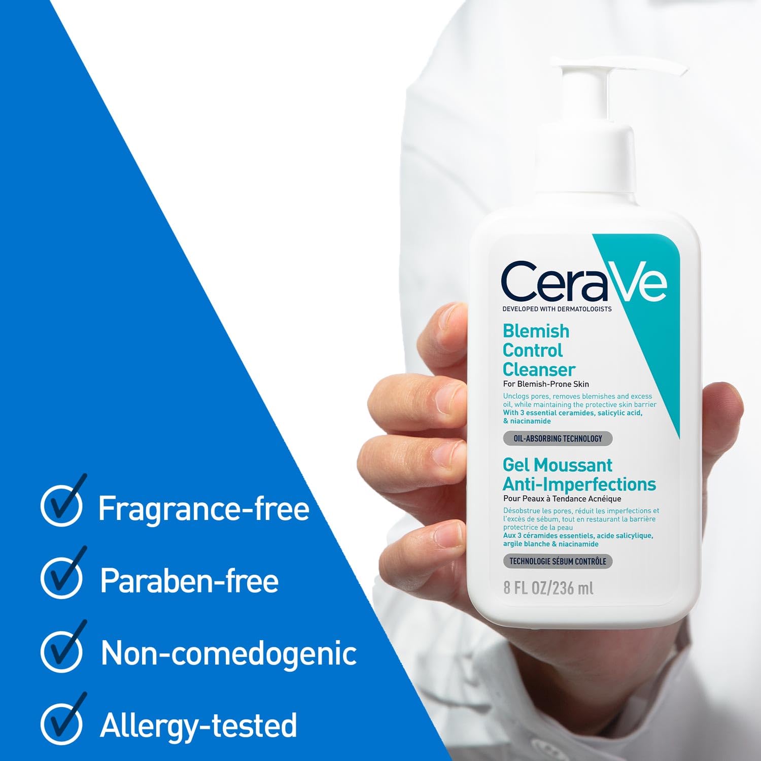 CeraVe Blemish Control Cleanser with 2% Salicylic Acid & Niacinamide for Acne-prone skin (236ml) CeraVe