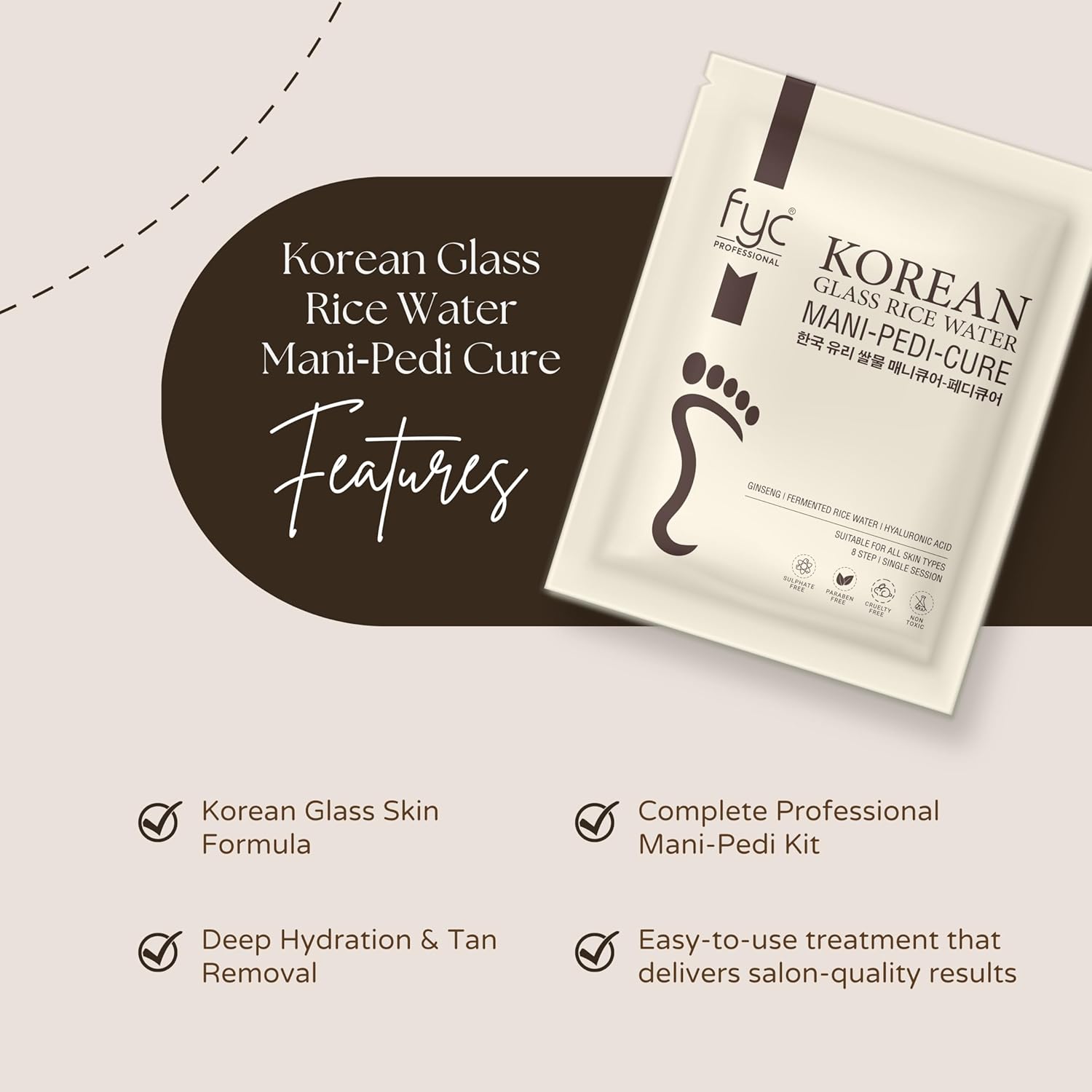 FYC Professional Korean Glass Rice Water Mani-Pedi-Cure Kit – Single Use Manicure & Pedicure Kit Fyc