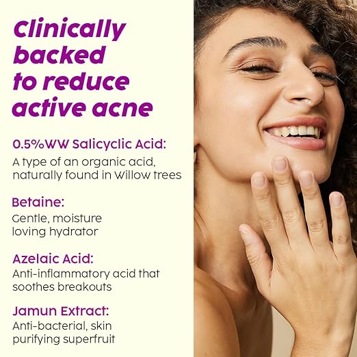 PLIX – The Plant Fix 0.5% Salicylic Acid Jamun Face Wash | Acne & Oil Control Cleanser Gel for Breakouts | For Oily & Acne-Prone Skin | Men & Women | 100ml PLIX