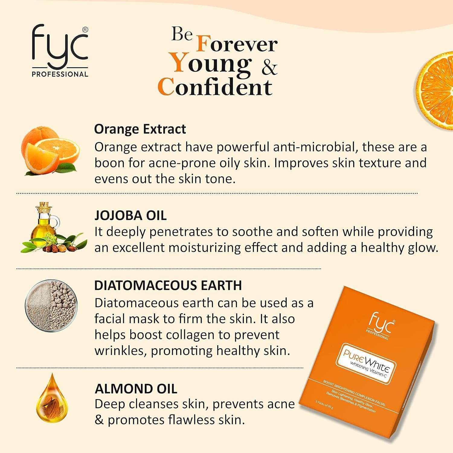 Fyc Professional Pure White Vitamin C Facial Kit (5 Step Facial Kit) - Single Use Fyc