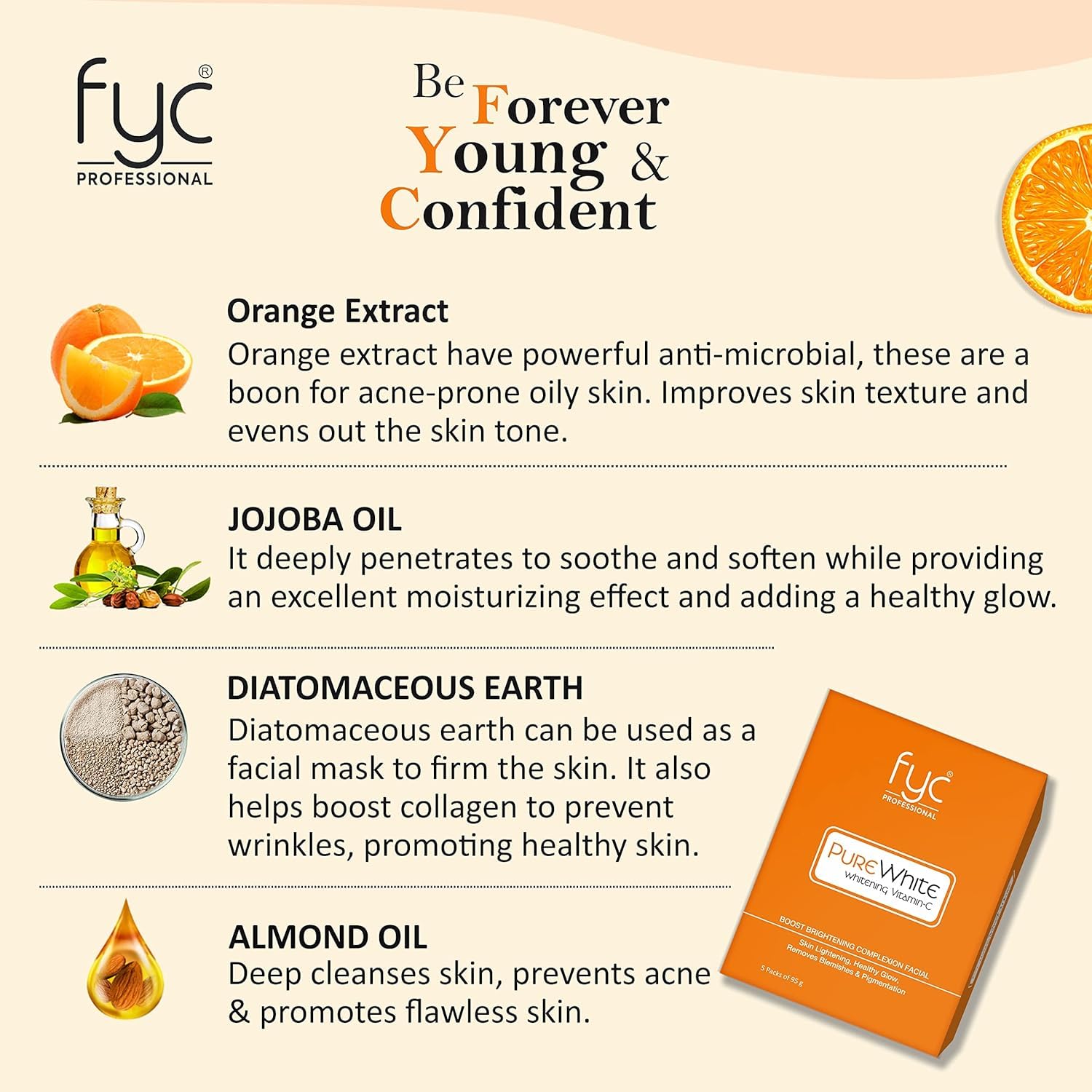 Fyc Professional Pure White Vitamin C Facial Kit (5 Step Facial Kit) - Single Use Fyc