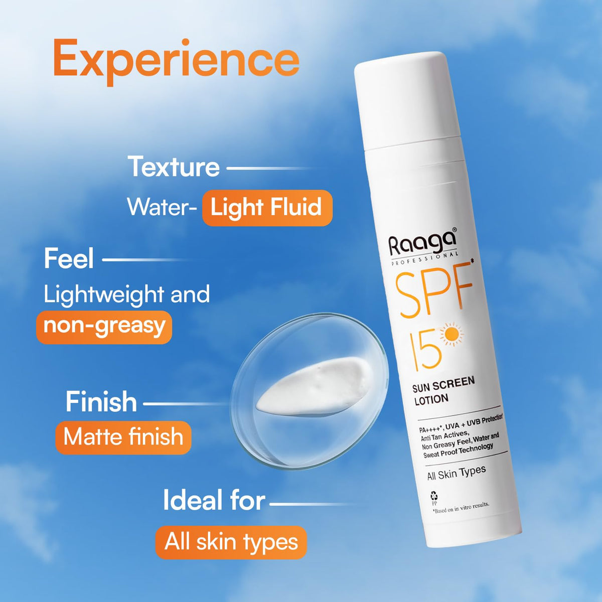 Raaga SPF 15 Sunscreen Lotion 55ml | Daily UV Protection Raaga Professional