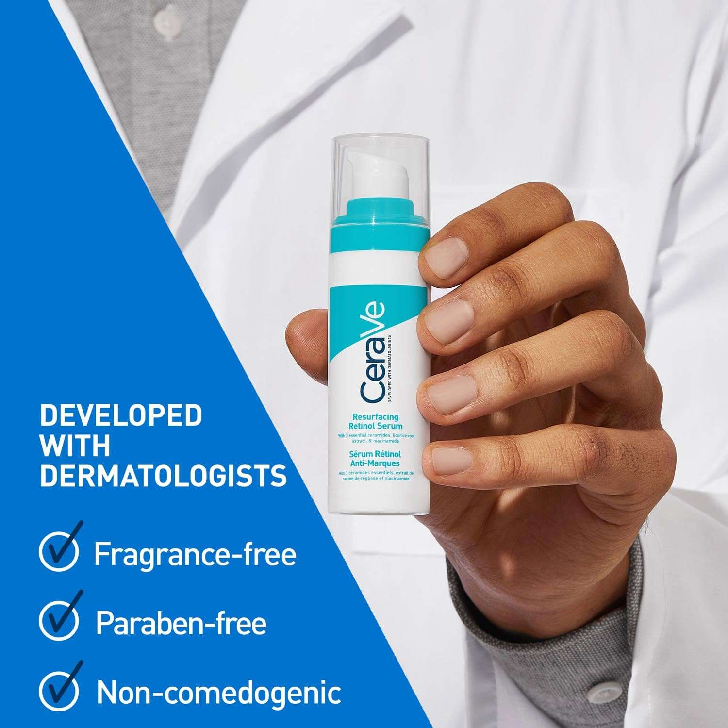 CeraVe Resurfacing Retinol Serum, Reduces Acne Marks with Licorice Root Extract & Niacinamide (30ml) CeraVe