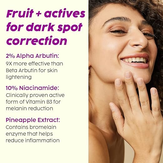 PLIX – The Plant Fix 2% Alpha Arbutin Pineapple Dewy Face Serum | 10% Niacinamide + 5% PHA | De-Pigmentation & Dark Spot Removal | Brightening Serum | 30ml PLIX