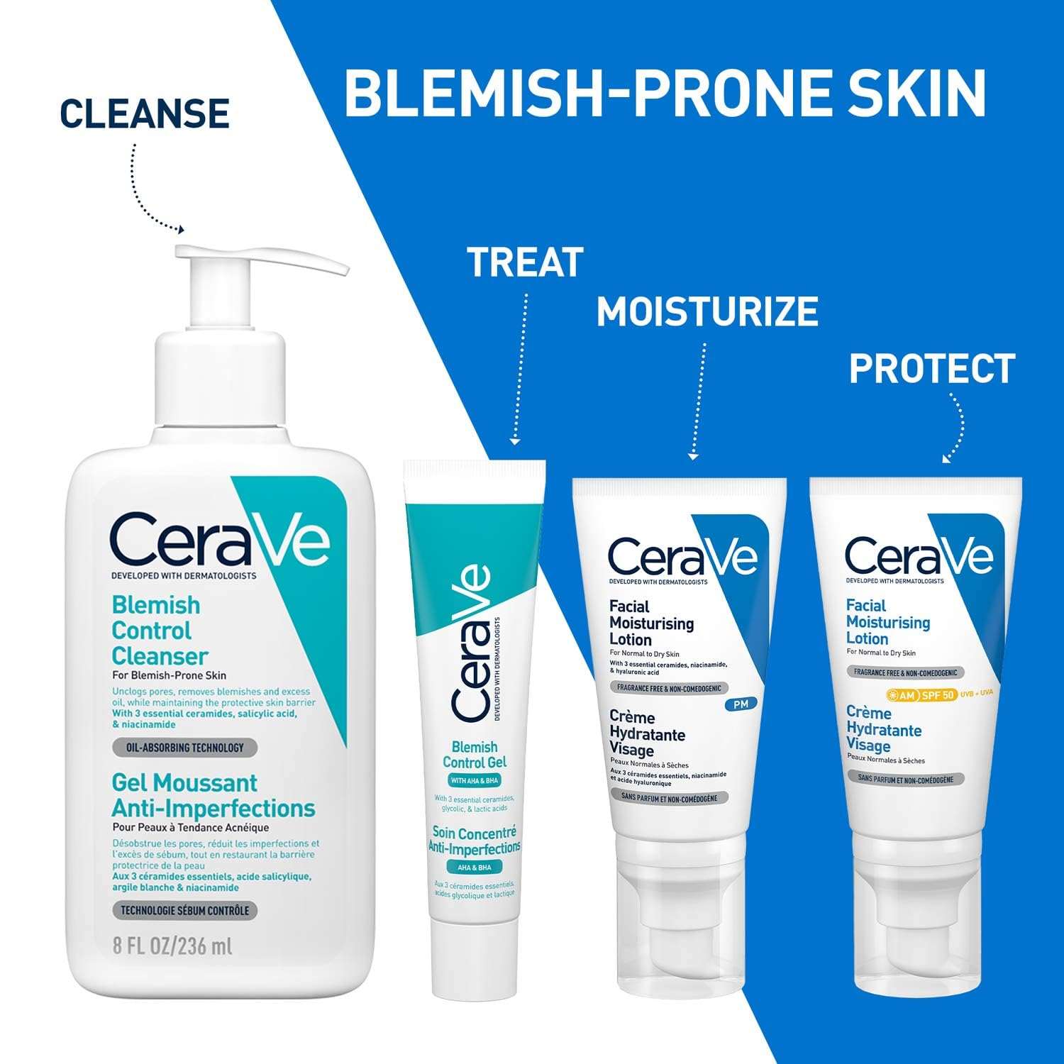 CeraVe Blemish Control Cleanser with 2% Salicylic Acid & Niacinamide for Acne-prone skin (236ml) CeraVe