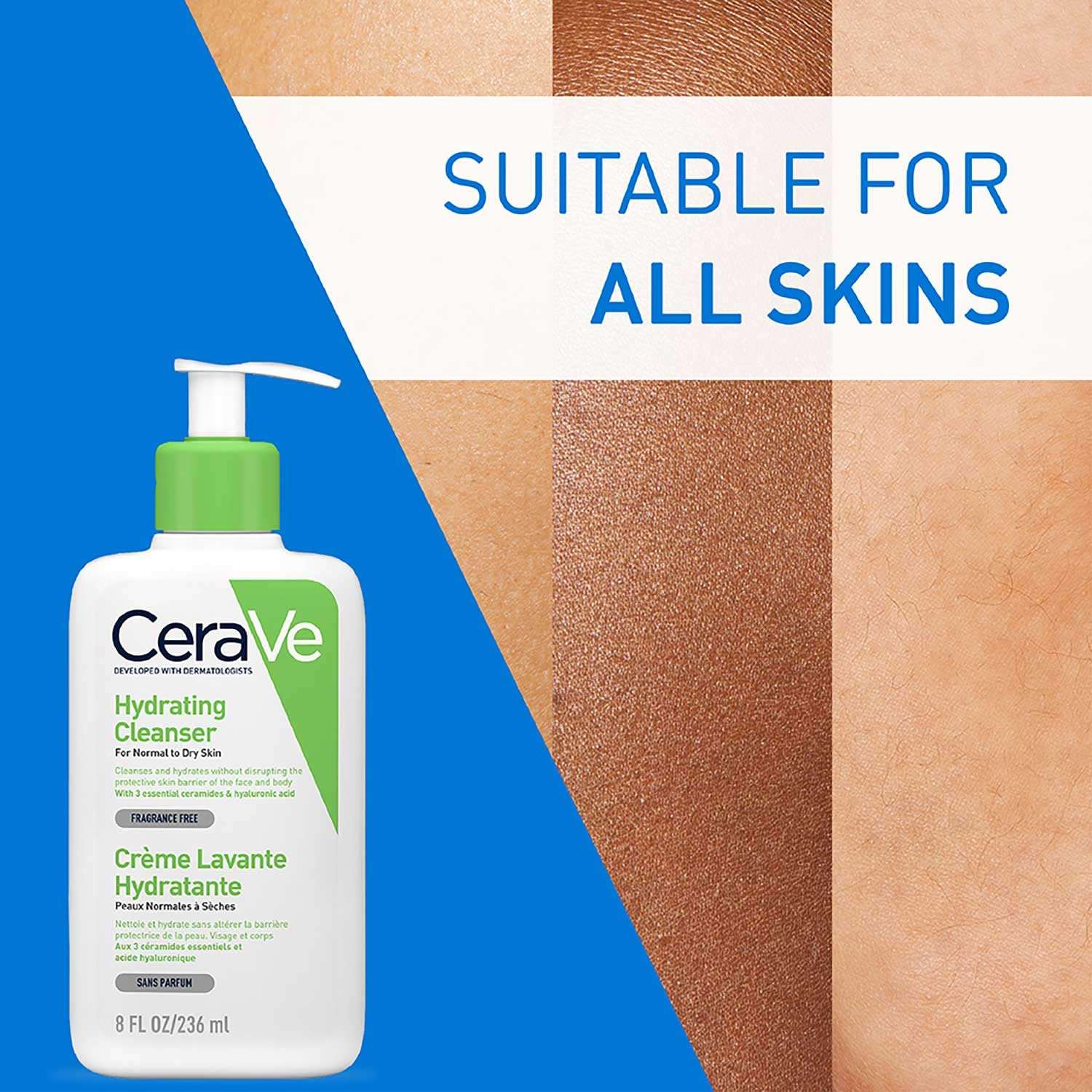 CeraVe Hydrating Cleanser Non-Foaming Face Wash for Dry Skin with Ceramides & Hyaluronic Acid – 236ml CeraVe