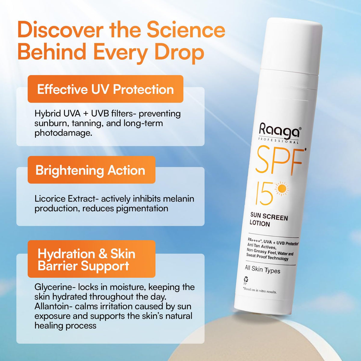 Raaga SPF 15 Sunscreen Lotion 55ml | Daily UV Protection Raaga Professional