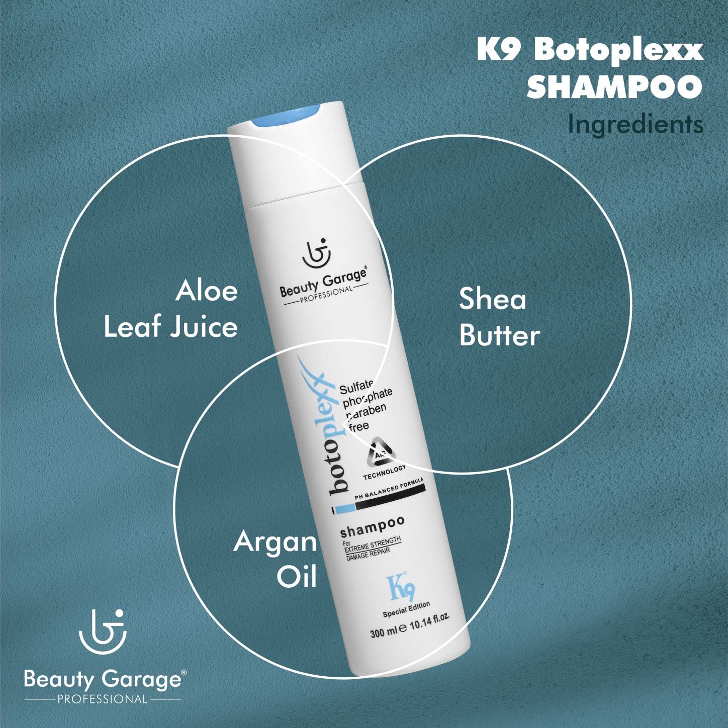 Beauty Garage professional botoplexx K9 shampoo 300ml -for extreme strenth & damage repair